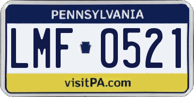 PA license plate LMF0521