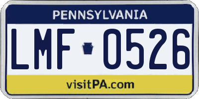 PA license plate LMF0526