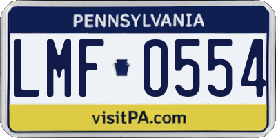 PA license plate LMF0554
