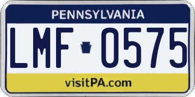 PA license plate LMF0575