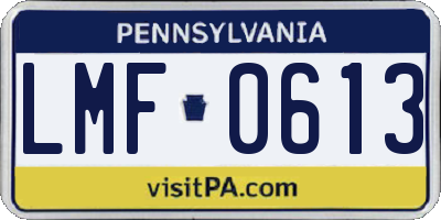 PA license plate LMF0613