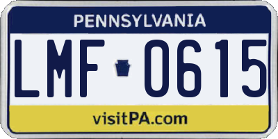 PA license plate LMF0615