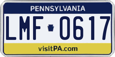 PA license plate LMF0617