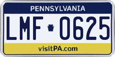 PA license plate LMF0625