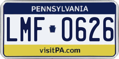 PA license plate LMF0626