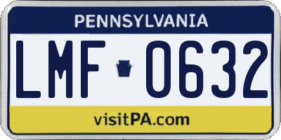PA license plate LMF0632