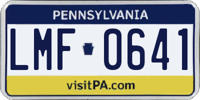 PA license plate LMF0641