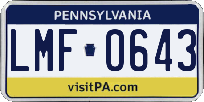 PA license plate LMF0643