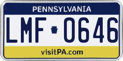 PA license plate LMF0646