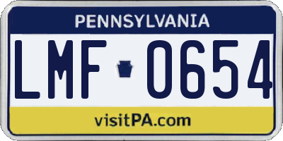 PA license plate LMF0654