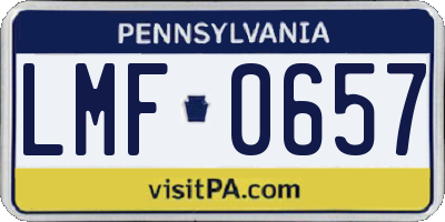 PA license plate LMF0657