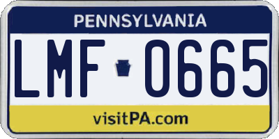 PA license plate LMF0665