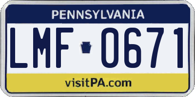 PA license plate LMF0671