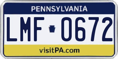 PA license plate LMF0672