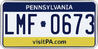 PA license plate LMF0673