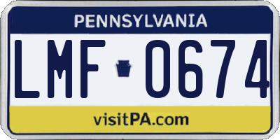 PA license plate LMF0674