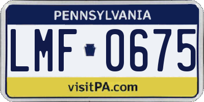 PA license plate LMF0675