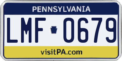 PA license plate LMF0679