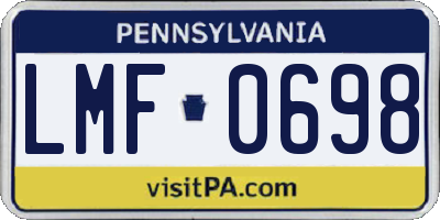 PA license plate LMF0698
