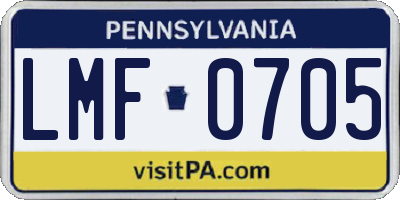 PA license plate LMF0705