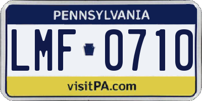 PA license plate LMF0710
