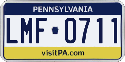 PA license plate LMF0711