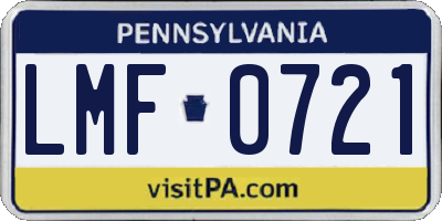 PA license plate LMF0721