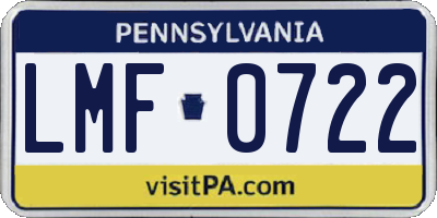 PA license plate LMF0722