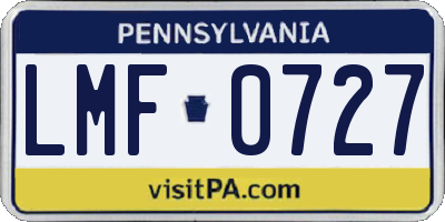 PA license plate LMF0727