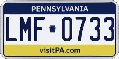 PA license plate LMF0733