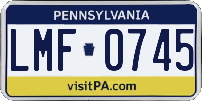 PA license plate LMF0745