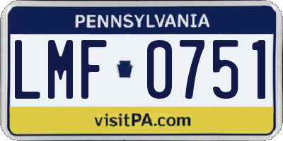 PA license plate LMF0751