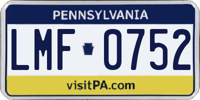 PA license plate LMF0752