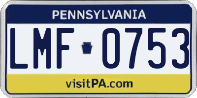 PA license plate LMF0753