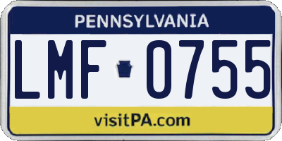 PA license plate LMF0755