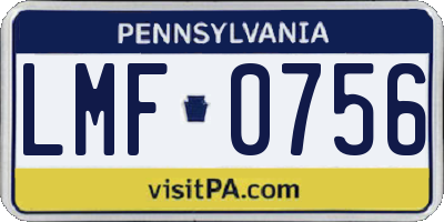 PA license plate LMF0756