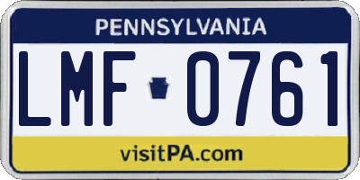 PA license plate LMF0761