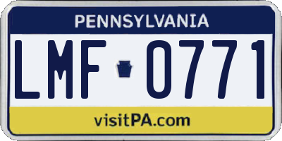 PA license plate LMF0771