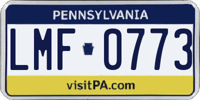 PA license plate LMF0773