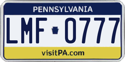 PA license plate LMF0777