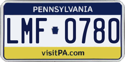 PA license plate LMF0780
