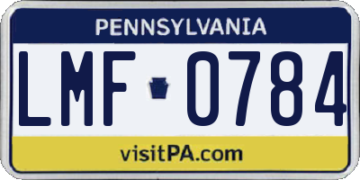 PA license plate LMF0784