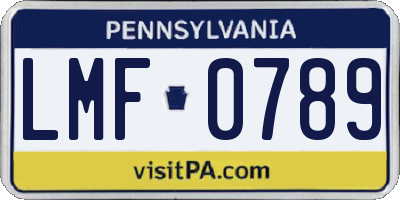 PA license plate LMF0789