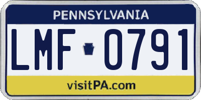 PA license plate LMF0791