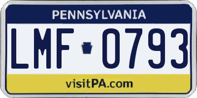 PA license plate LMF0793