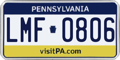 PA license plate LMF0806