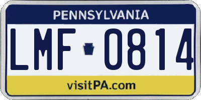 PA license plate LMF0814