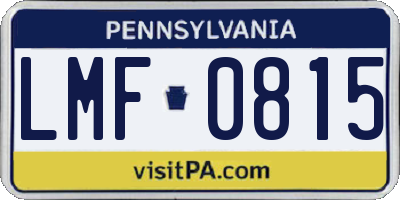 PA license plate LMF0815