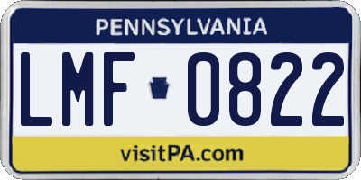 PA license plate LMF0822