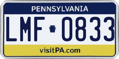 PA license plate LMF0833